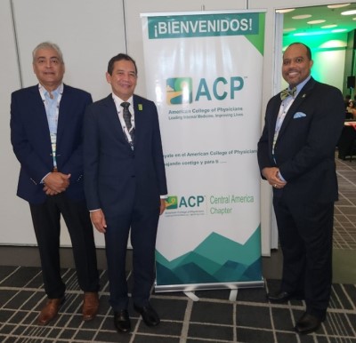 Dr. Mire with Central America Chapter Governor Dr. Eric Ulloa and Governor-elect Dr. Luis Franceschi.