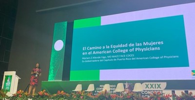 Dr. Allende Vigo giving Keynote Lecture: The Road to Equity by Women at ACP