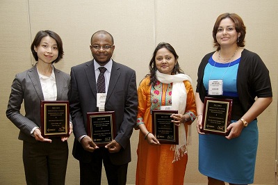 Pictured from left: Dr. Yumie Ikeda (Japan); Dr. Mahmoud Umar Sani (Nigeria); Dr. Aysha Almas (Pakistan); and Dr. Ana Belen Arauz Rodriguez (Panama)