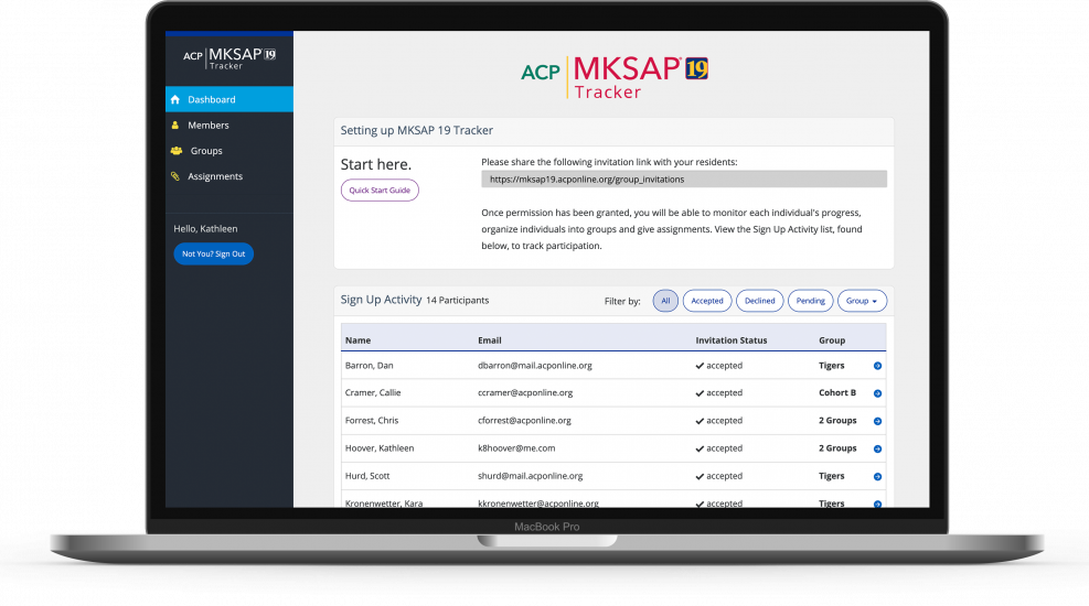 MKSAP 19 Tracker Setup